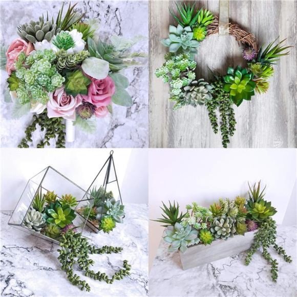 16 Pack Artificial Succulent Create Realistic Succulent Flocking Plants Unpotted - Picture 5 of 6